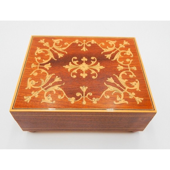 Reuge Swiss Made Romance Music Box Plays As Time Goes By Lacquer Inlaid Wood - Picture 2 of 11